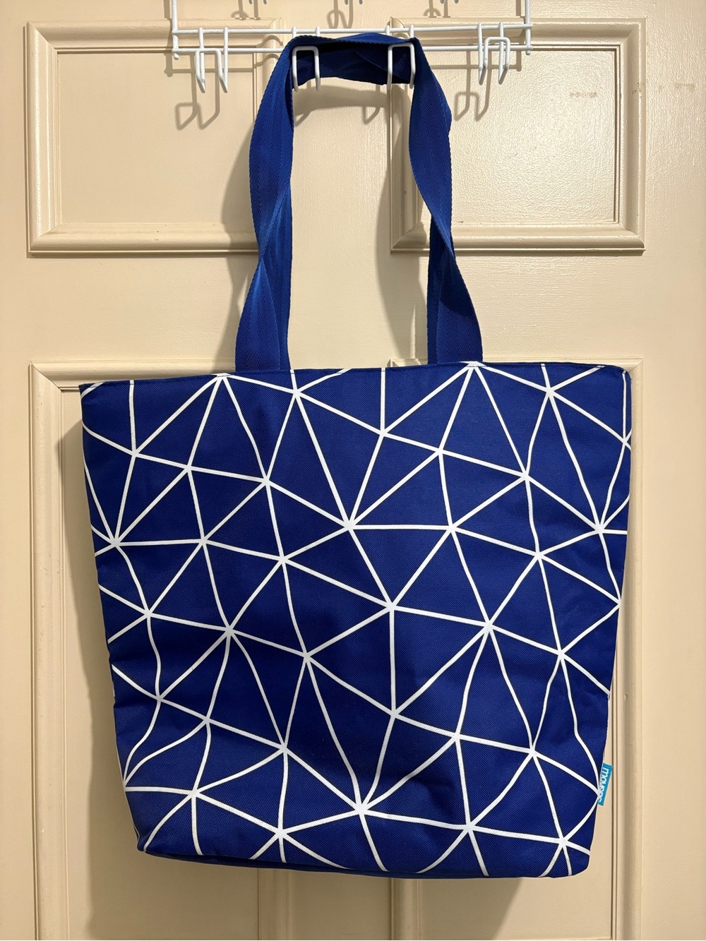 Blue Geometric Tote Cooler Bag